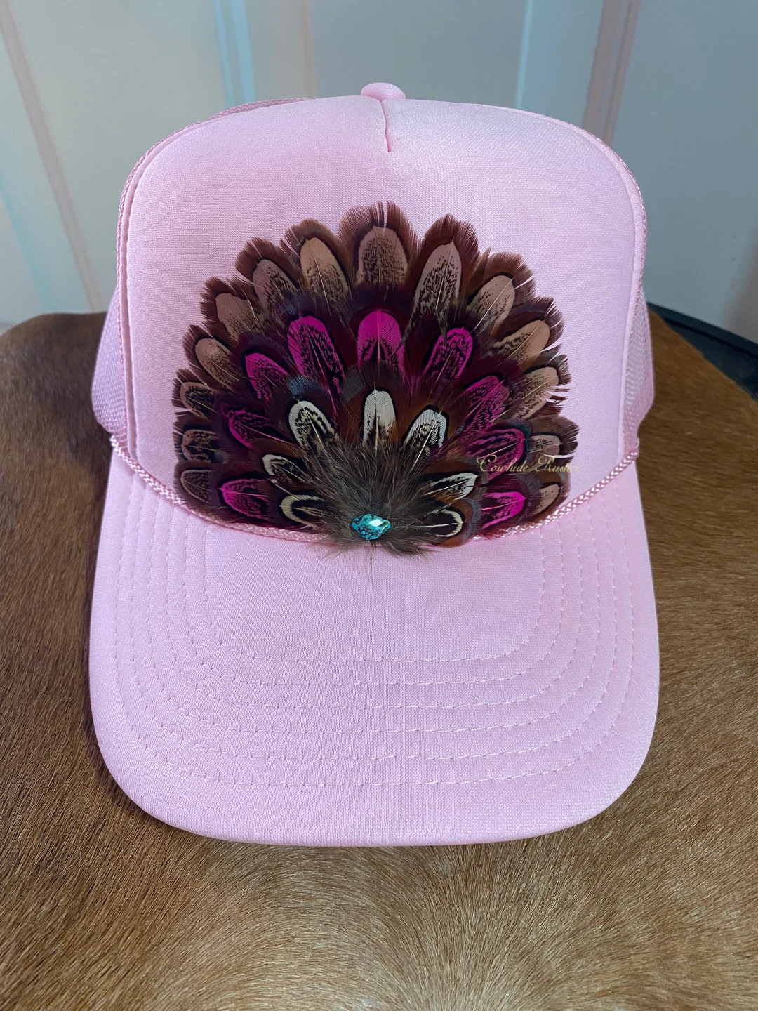 Authentic Feather Trucker Hat in Pink Summer Trucker Hat, Cowgirl Trucker Hat, Western Trucker Ha... | Etsy (US)