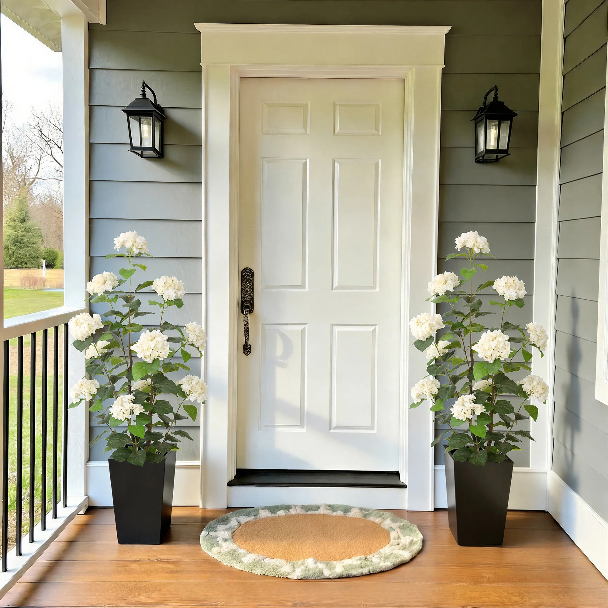 Artificial Hydrangea Tree with Black Pot, White Faux Hydrangea Plant with Realistic Petals & Leav... | Wayfair North America
