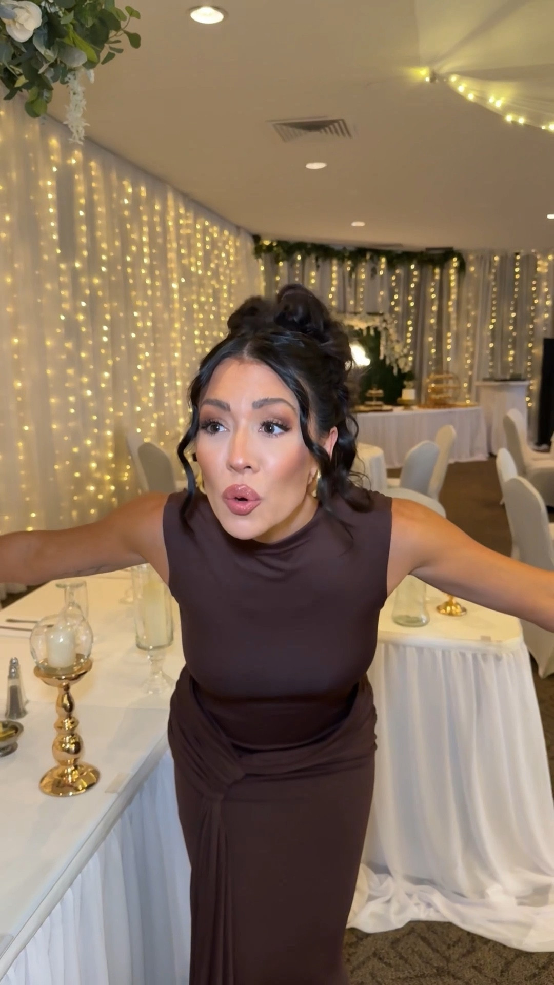 Older sister, younger brother energy 🤣 sharing what I wore last night to a fall wedding! Wearing a size XS in this brown evening gown 

Wedding guest 
Fall wedding 


#LTKParties #LTKWedding #LTKHoliday