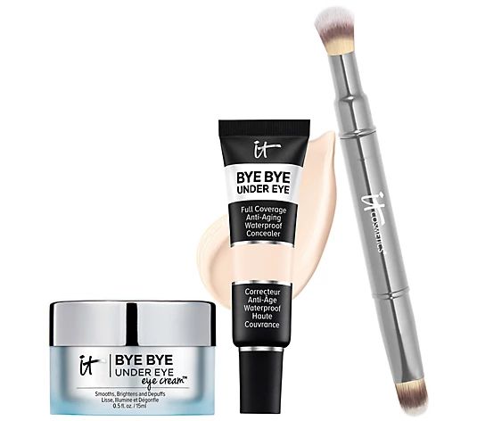 IT Cosmetics Bye Bye Under Eye Concealer & Eye Cream w/ Luxe Brush - QVC.com | QVC