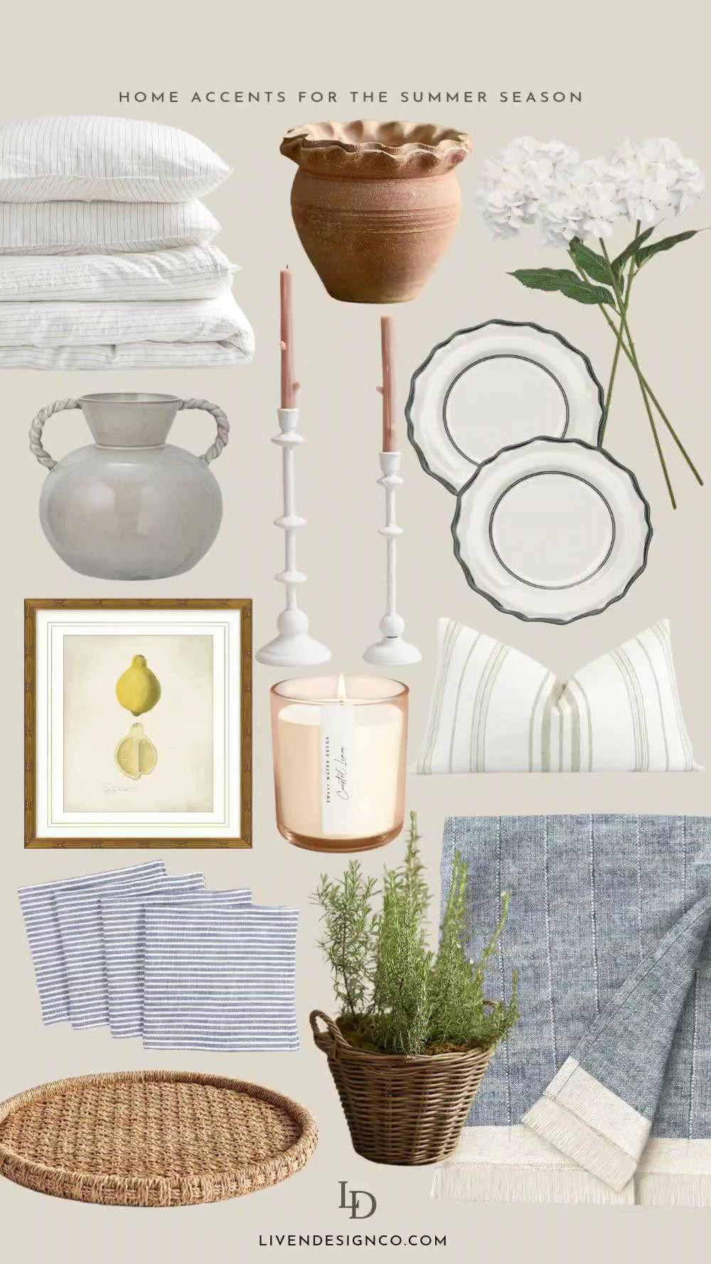 Summer refresh for the home. Home decor. Terracotta planter. Melamine plates. Outdoor dining. Linen duvet. Amazon home. Lemon fruit art print. Hydrangeas. Pillow cover. Neutral decor

#LTKSeasonal #LTKHome #LTKSaleAlert
