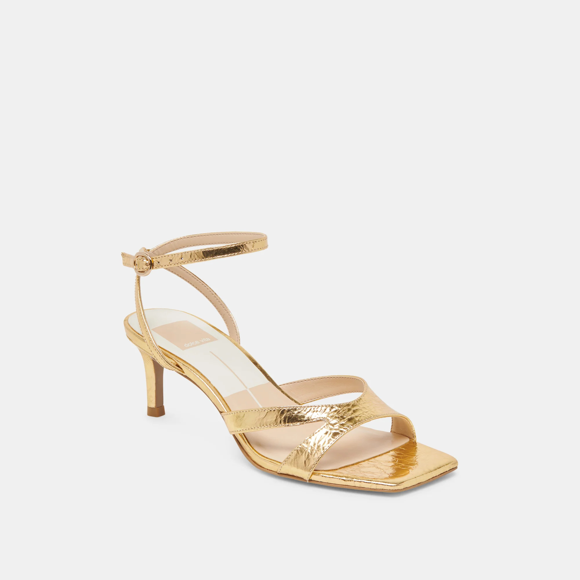 BECKI HEELS GOLD DISTRESSED LEATHER | DolceVita.com
