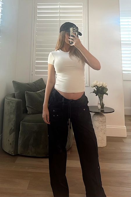 Obsessed with these cargo pants! They are stretchy with a drawstring & they are low enough to fit even w the bump 🤰 

#LTKU #LTKbump #LTKfindsunder100