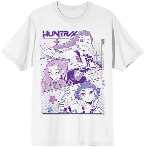 Kpop Demon Hunters Panel Art Huntrix Adult Crew Neck Short Sleeve T-Shirt | Amazon (US)