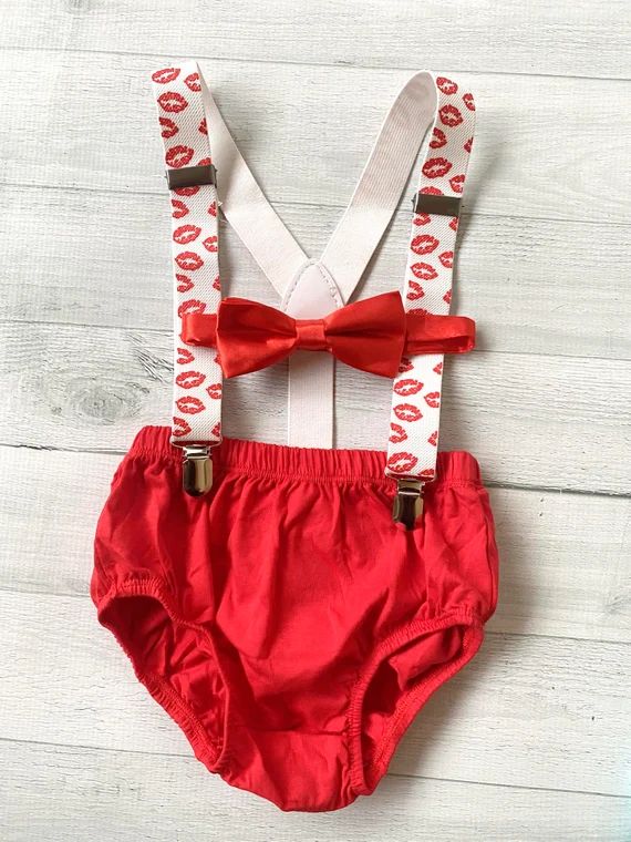 Valentines Outfit Cake Smash Boy First Birthday Red Cotton | Etsy | Etsy (US)