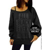 All Black Everything, Women's Sweatshirt, Off The Shoulder, Slouchy Matte Black, Junior And, Oversiz | Etsy (US)