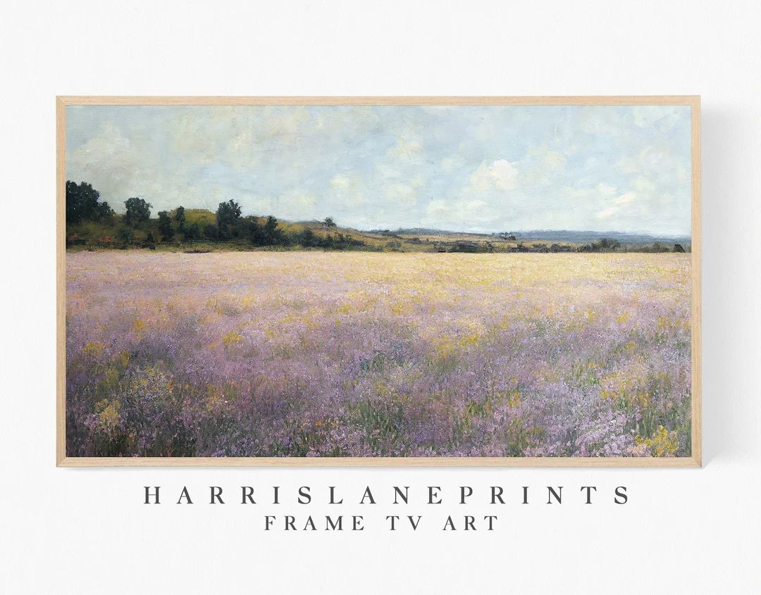 Samsung Frame TV art file, "Muted Spring Lavender Field Landscape Abstract", Modern, Texture, Neu... | Etsy (US)