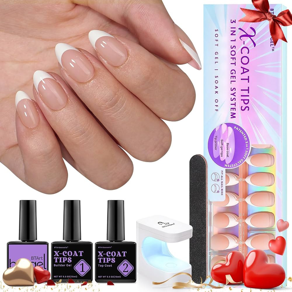 French Tips Gel Nail Kit - Gel Glue Builder Gel Top Coat Nail Tips Kit | Amazon (US)