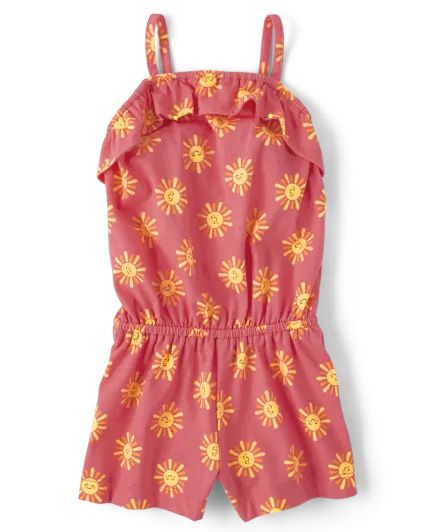 Baby And Toddler Girls Sun Ruffle Romper - coral beach | The Children's Place