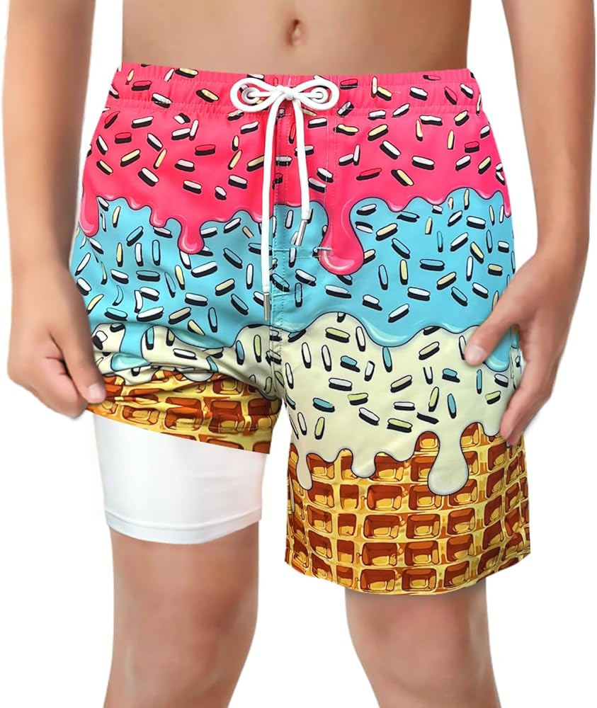 LUCOWEE Boys Swim Trunks with Compression Liner Comfortable Anti-Chafe Swimming Shorts Stretchy U... | Amazon (US)