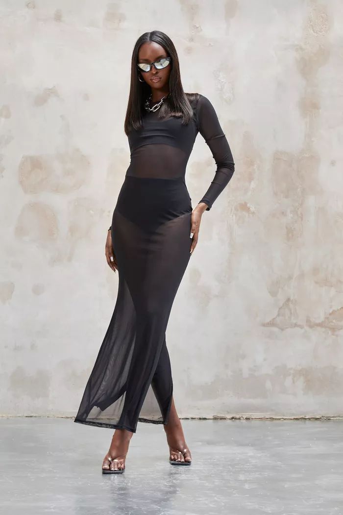 Kourtney Kardashian Barker Mesh Maxi Dress | Boohoo.com (US & CA)