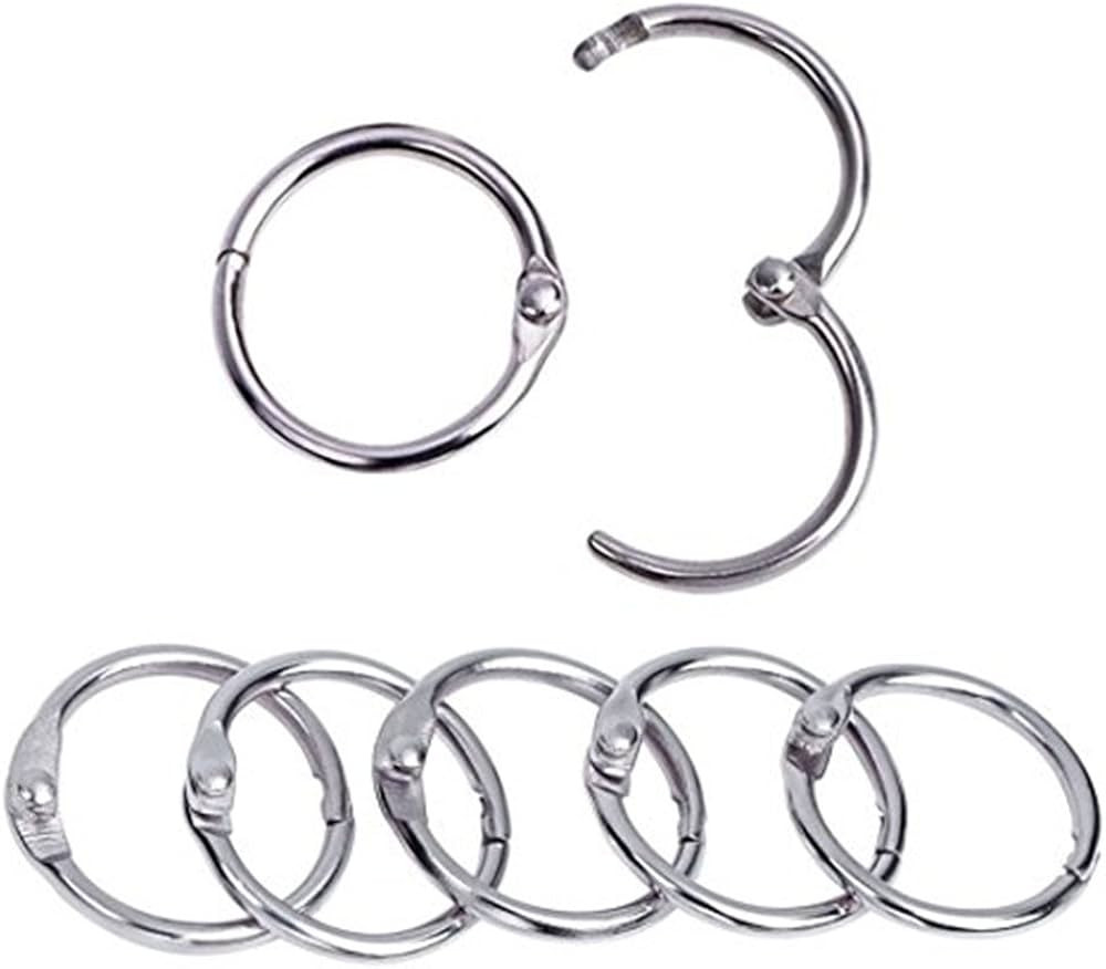 Antner 1 Inch (50 Pack) Loose Leaf Binder Rings Nickel Plated Metal Book Rings, Small Binder Ring... | Amazon (US)