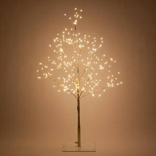 3 ft. Artificial Gold Lighted Twig Tree with 270 Warm White LED Fairy Lights | The Home Depot