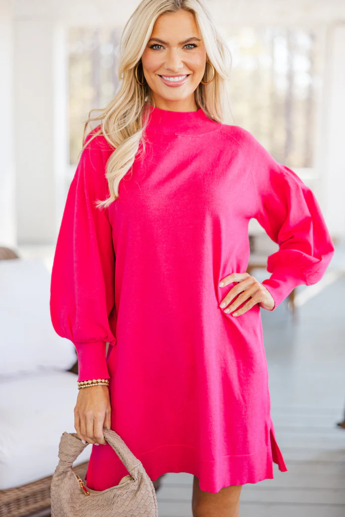 Where You Are Fuchsia Pink Sweater Dress | The Mint Julep Boutique