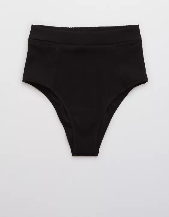 Aerie Ribbed Pocket High Waisted Cheeky Bikini Bottom | Aerie
