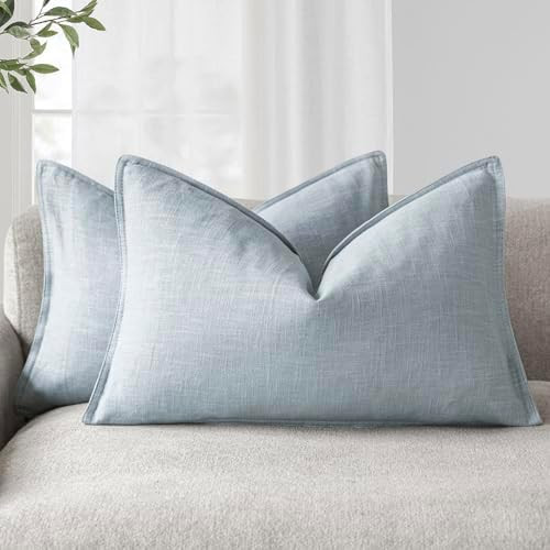 Foindtower Pack of 2, Decorative Linen Soild Throw Pillow Covers Soft Accent Lumbar Cushion Case ... | Amazon (US)