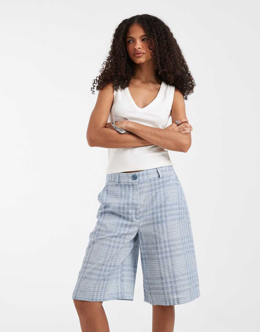 ASOS DESIGN bermuda short in blue check co-ord | ASOS (Global)