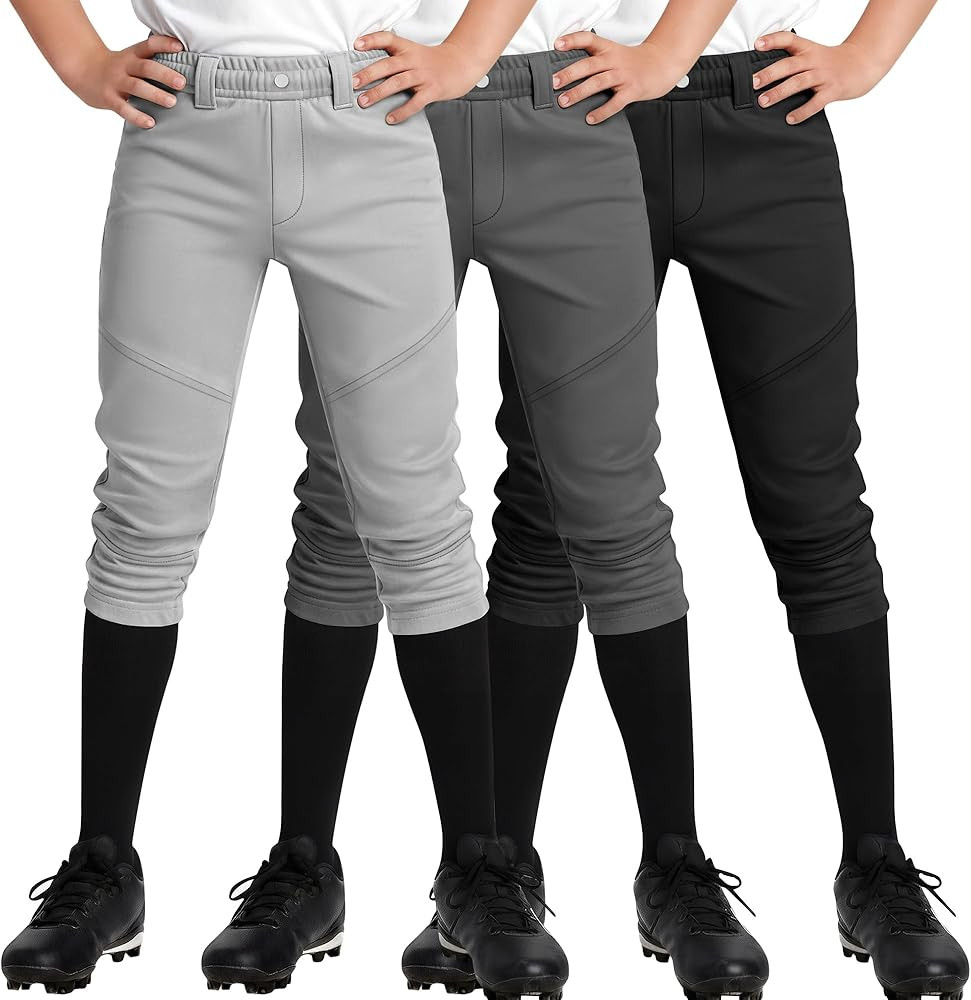 3 Pack 4T to 14 Years Baseball Pants for Kids Boys Tee Ball Pants Youth Softball Pants Pocket Int... | Amazon (US)