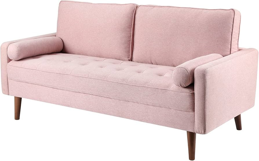 Koorlian Pink Small Couches, 68 inch Fabric Loveseat Sofa, 2 Seater Couch for Small Space, Button... | Amazon (US)