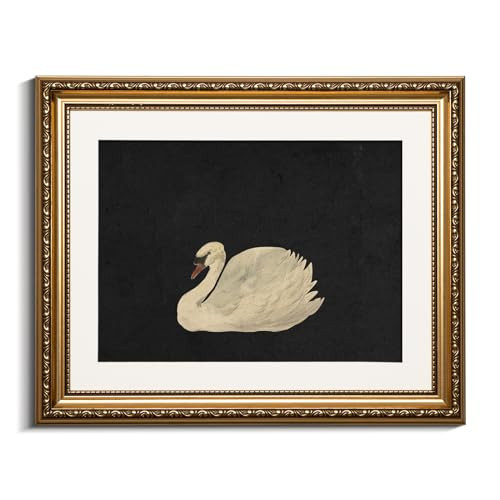 VIYYIEA Gold Framed Wall Art Canvas Print Home Decor Swan Wall Decorations Grace Swan Art Painting Pictures Rustic Bathroom Decor Farmhouse Prints Gift for Living Room Bedroom Kitchen Office 13x16in | Amazon (US)