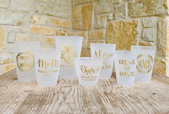 Personalized Cups, Shatterproof, Monogrammed, Custom, Frosted, Frost Flex, Cocktail Cups, Wine Cu... | Etsy (US)