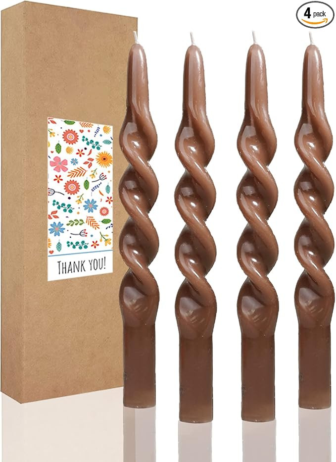 Brown Spiral Taper Candles Twisted Candle Conical Stick Candles for Holiday Wedding Party Wax Uns... | Amazon (US)