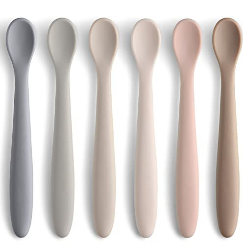 Silicone Baby Feeding Spoons, First Stage Baby Infant Spoons, Soft-Tip Easy on Gums I Training Spoon Self Feeding, Dishwasher & Boil-proof, 6 Pack | Amazon (US)