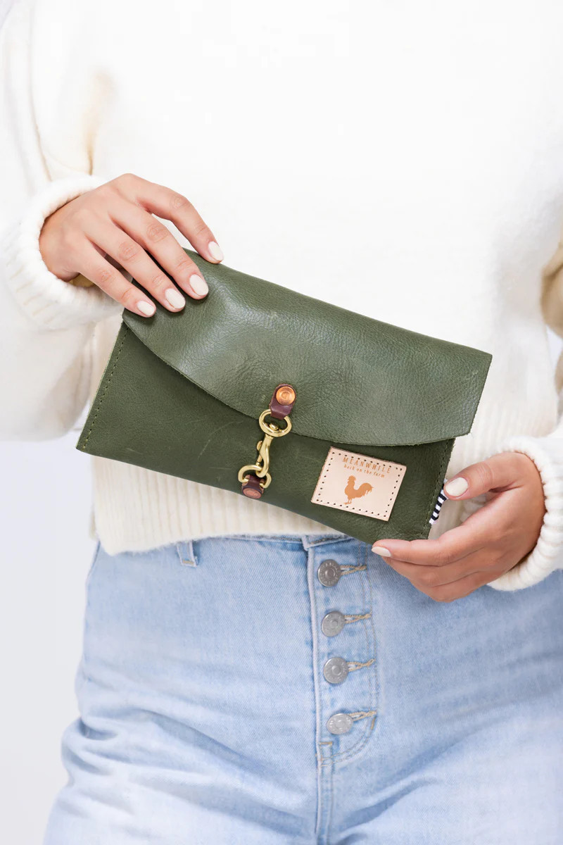 Hunter Green Leather Envelope Clutch & Crossbody | Meanwhile Back on the Farm