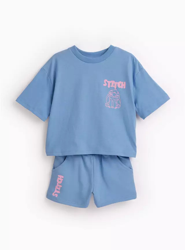 Blue Stitch Graphic T-Shirt & Shorts Set 9 years | Tu Clothing
