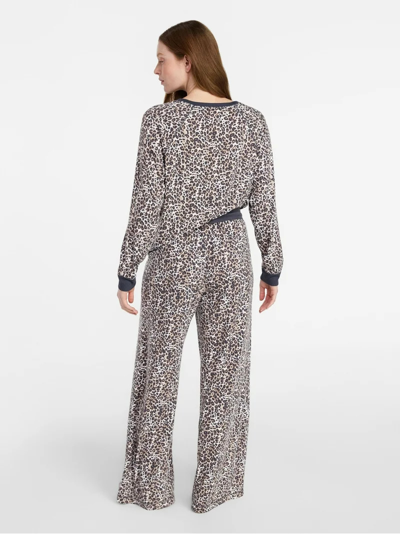 Joyspun Women's Cozy Lounge Collection Hacci Long Sleeve Top and Pants Pajama Set, 2-Piece, Sizes... | Walmart (US)