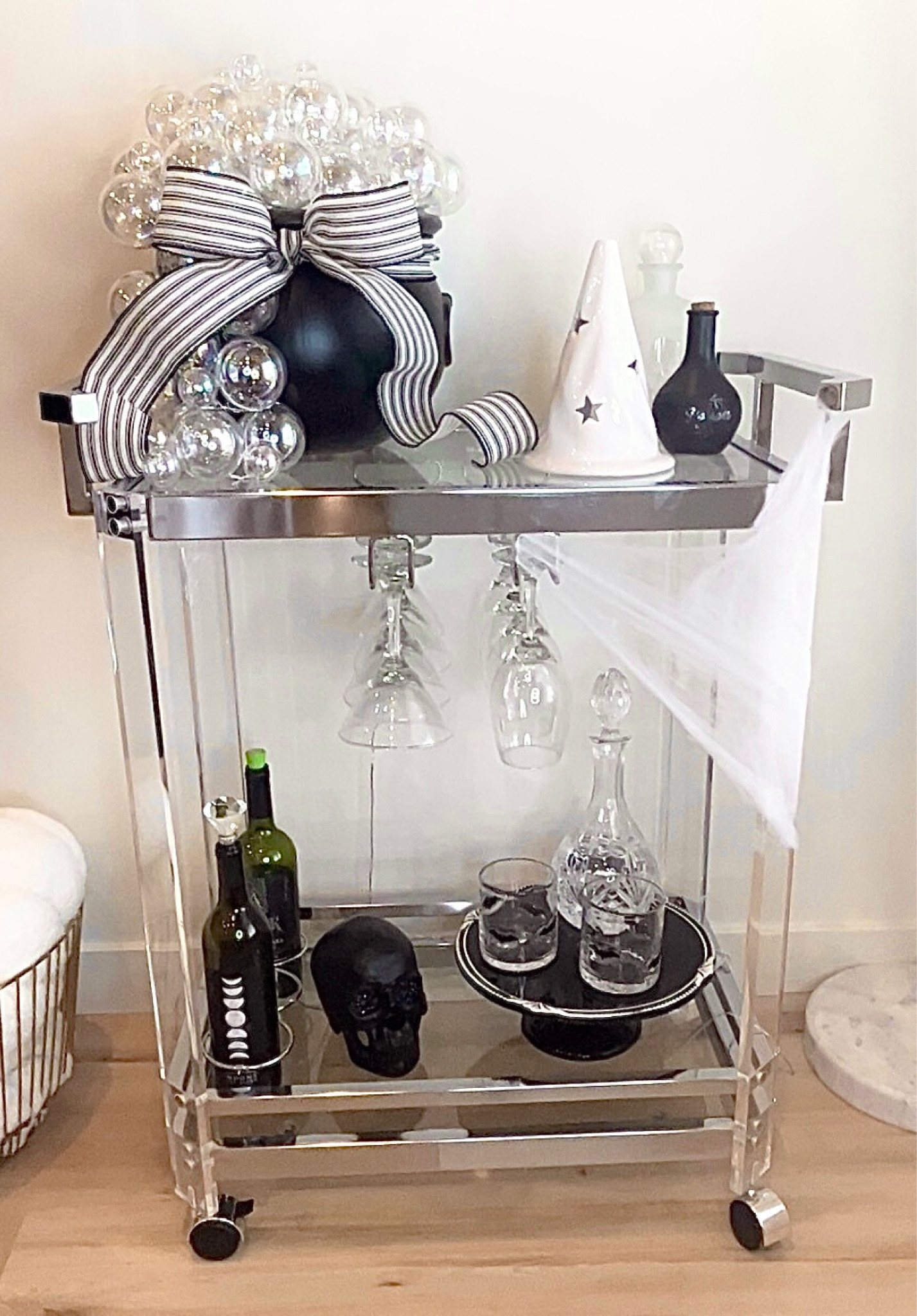 My Halloween Barcart
✨
The cart is my exact bar cart but as far as the decor, I couldn’t list exact products because most of the decor is from last year but I linked similar products. 
🖤
Everything to make the cauldron is listed in my Halloween folder! 

#LTKhome #LTKHoliday #LTKHalloween