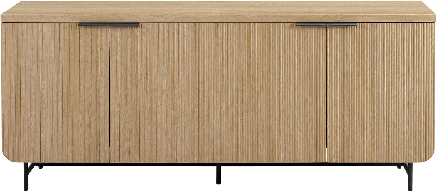 Walker Edison Reema Fluted 4-Door Kitchen Sideboard Buffet Console, 69 Inch, Coastal Oak | Amazon (US)