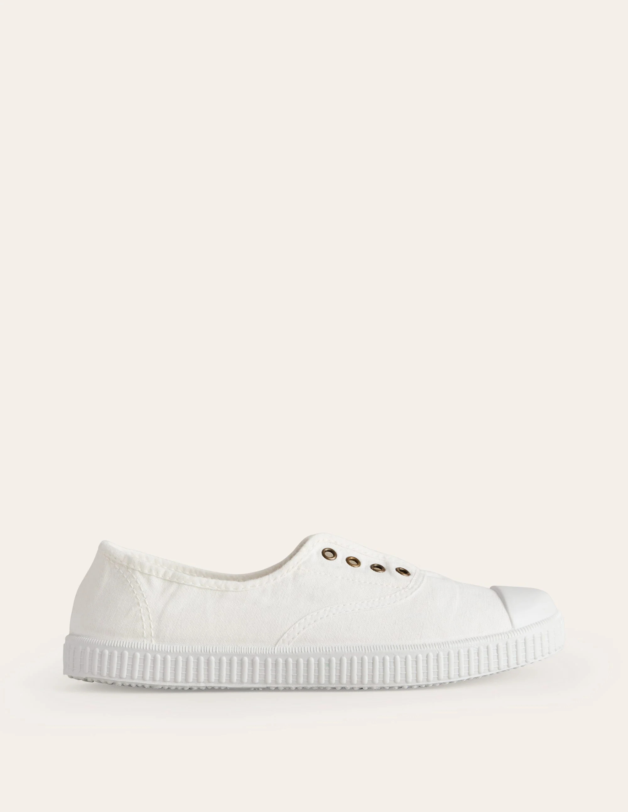 Laceless Canvas Plimsolls-Ivory | Boden UK