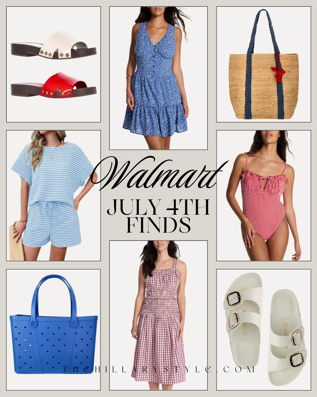 Walmart July 4th Fashion Finds
Get ready for Independence Day with these festive outfits from Walmart! Perfect for a backyard BBQ, pool day, or watching fireworks, this curation features effortless red, white, and blue summer style. From chic gingham dresses and a classic one-piece swimsuit to comfy striped matching sets and must-have summer sandals, these affordable pieces will keep you stylish all weekend long. 

 #WalmartStyle #WalmartFinds #4thOfJulyOutfits #AmericanaStyle #SummerFashion #WalmartHaul #FestiveFashion #PatrioticOutfits #LTKUnder50 #PinterestFashion #OOTD #TheHillaryStyle 

#LTKootd #LTKSeasonal