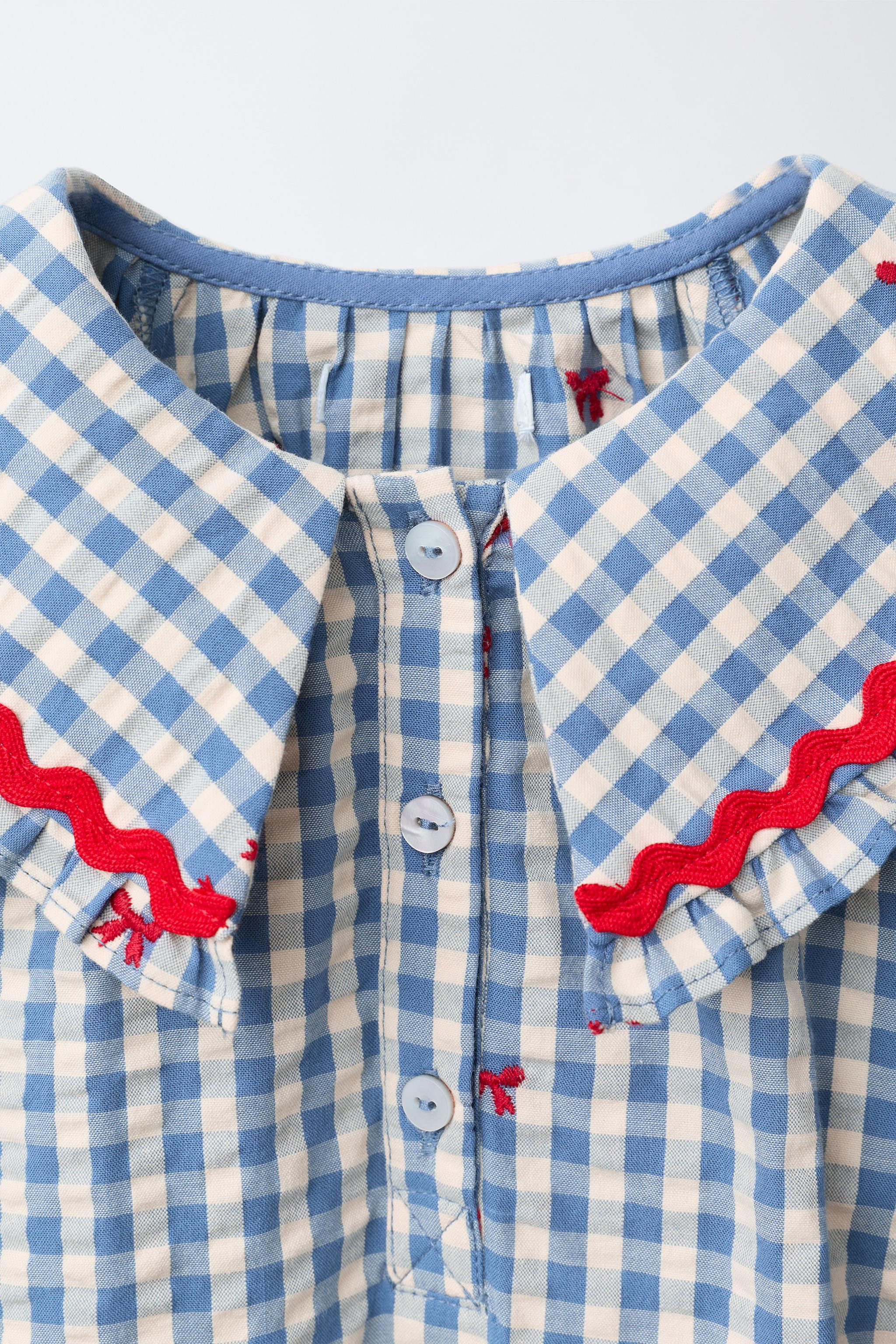 PLAID DRESS WITH EMBROIDERED BOWS | Zara US