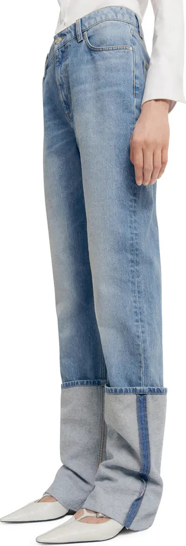 MANGO Turned-Up Cuff Straight Leg Jeans | Nordstrom | Nordstrom
