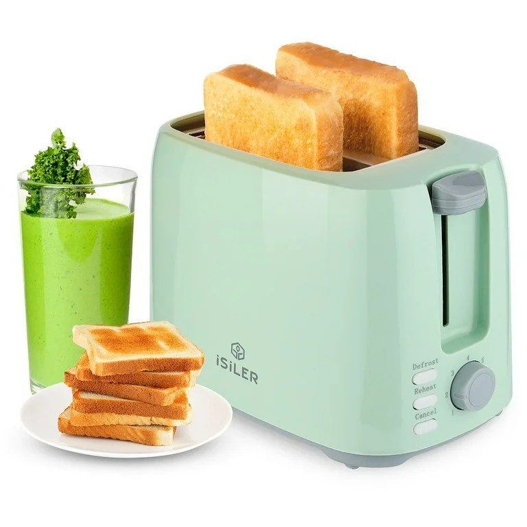 iSiLER 2 Slice Mint Green Toaster with 7 Shade Settings and Double Side Baking | Walmart (US)