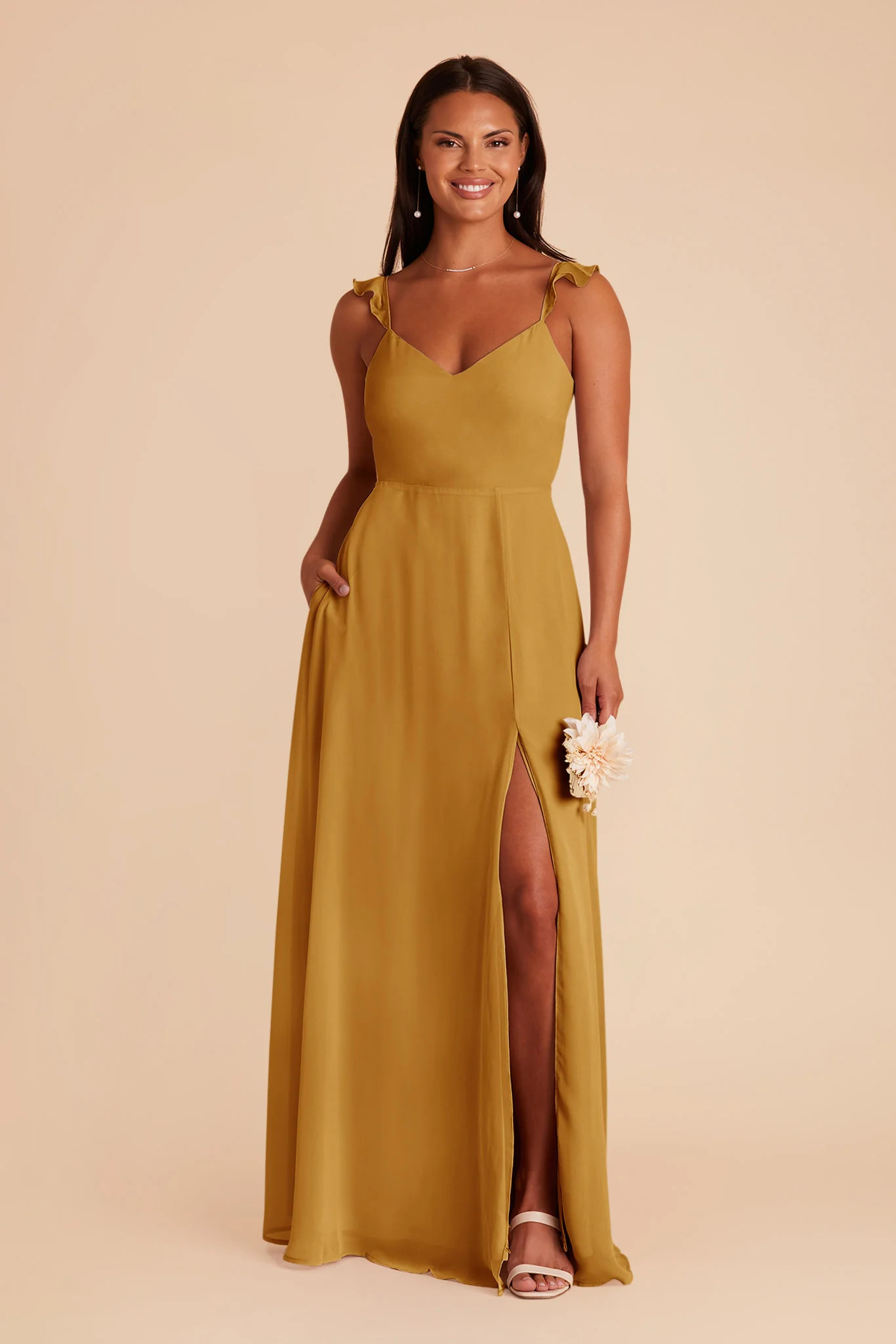 Doris Chiffon Dress - Marigold | Birdy Grey