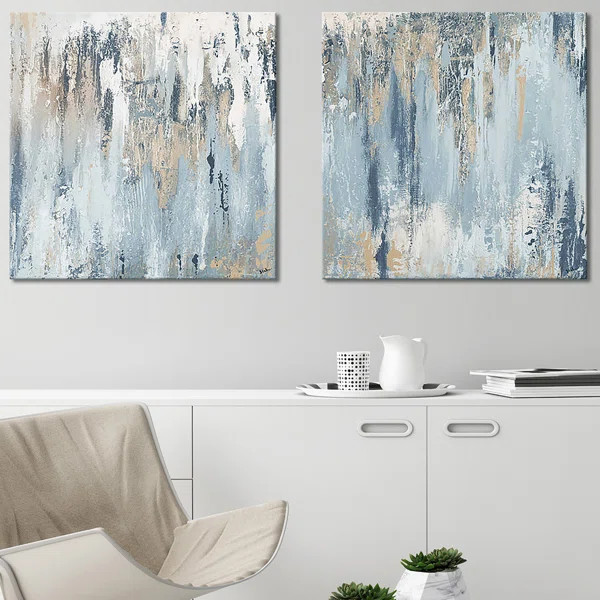Blue Illusion Square - 2 Piece Wrapped Canvas Print Set | Wayfair North America