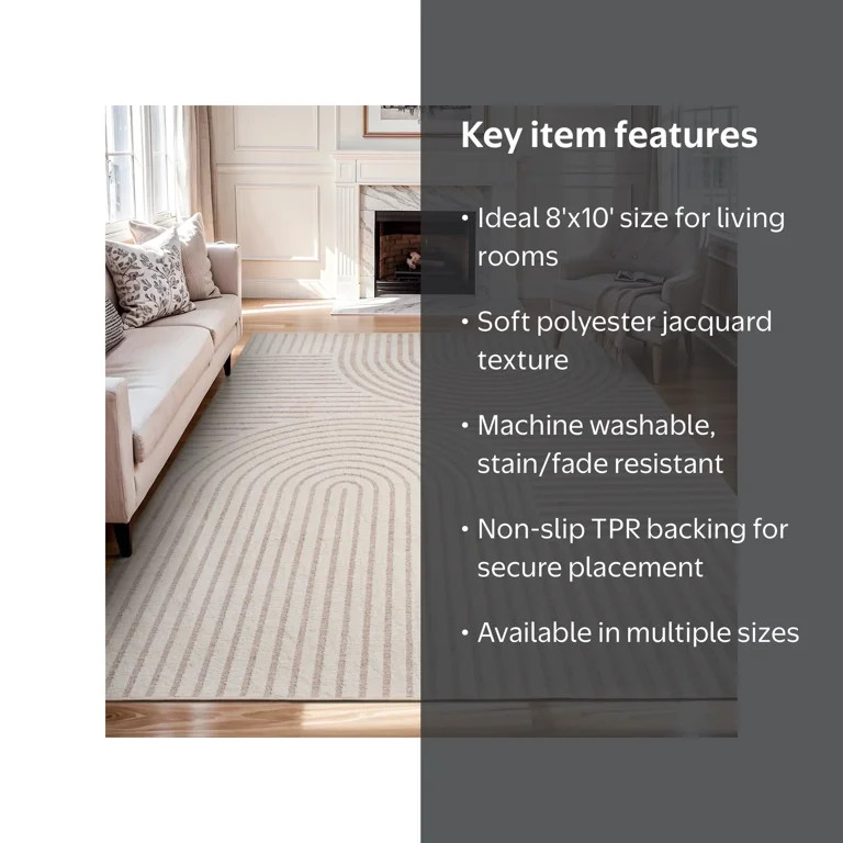 VUNATE 8'x10' Area Rugs for Living Room Jacquard Textured Modern Rugs Soft Geometric Rug for Bedr... | Walmart (US)