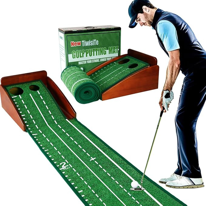 Indoor Golf Putting Green, Putting Mat with Automatic Ball Return - Solid Wood Structure No Humpi... | Amazon (US)