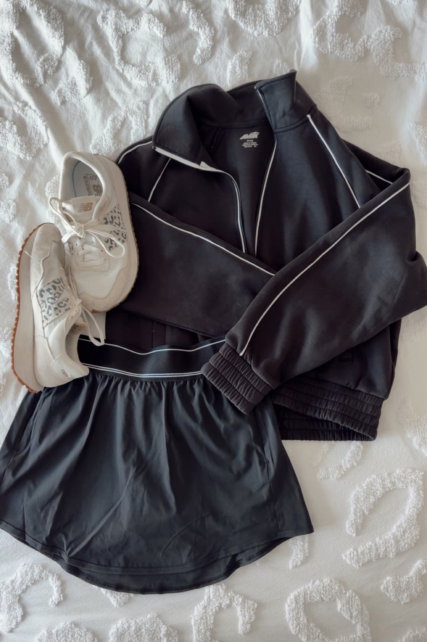 don't miss!! obsessed with this new Avia set from walmart. exact dupe to the alo athletic wear. I’m getting high-end activewear vibes without the $150 price tag. This set is thick, flattering, and so comfy for Pilates, errands, or coffee runs. The skirt & matching jacket total at $40, if that is not the perfect dupe & price, I don't know what is!! I have both in an xs, could size up in the jacket if you are looking for a more oversized fit. Don't forget to check the other colors and options that come in this style as well!!

#walmartfashion #walmartfinds #aloyogadupe #alodupe #activewearhaul #affordablefashion #athleisurewear #springactivewear #LTKActive #LTKfindsunder50 

 #LTKSpringSale #LTKootd #LTKActive