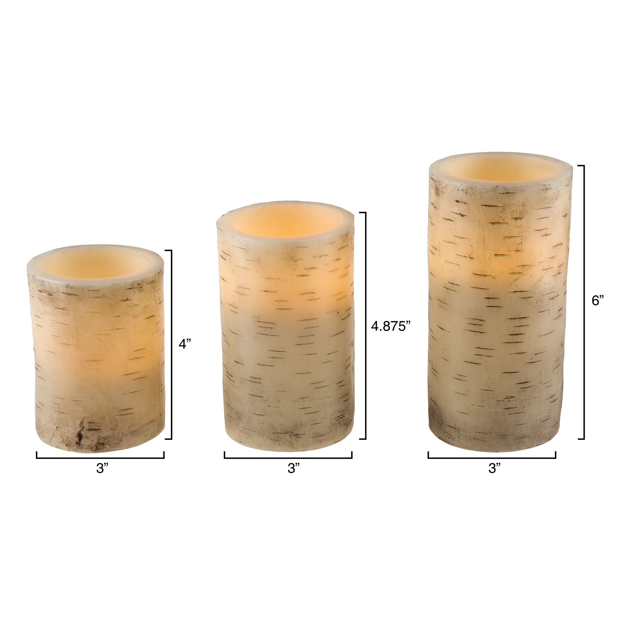 August Grove Flameless Candles - 3-Pack Faux Birch Bark Battery Operated LED Candles with Remote ... | Wayfair North America