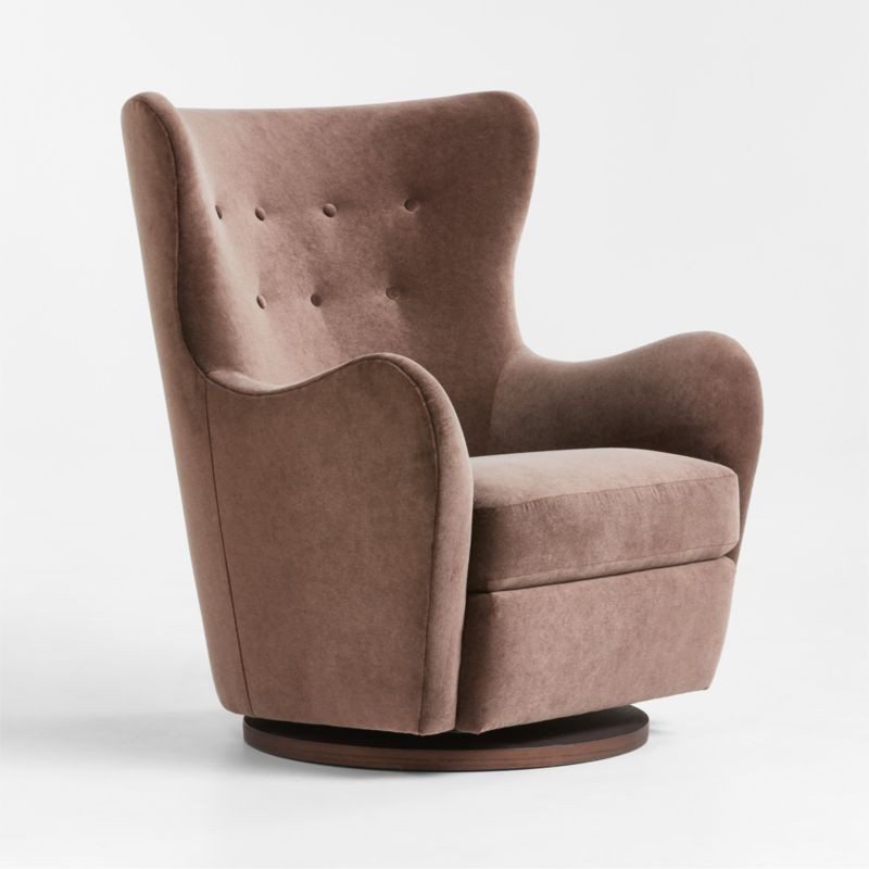 Embrace Chocolate Brown Velvet Swivel Glider Nursery Chair by Jeremiah Brent | Crate & Kids | Crate & Barrel