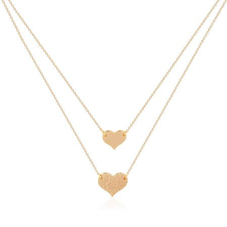 Mevecco 18k Gold Plated Dainty Cute Layered Heart Pendant Necklace for Women Jewelry Gift | Walmart (US)