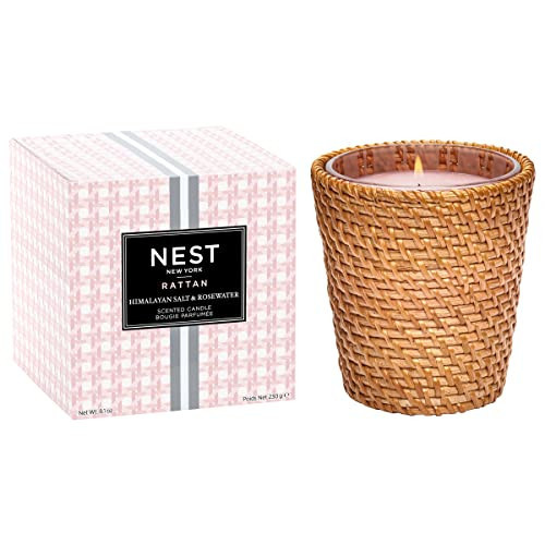 NEST New York Himalayan Salt & Rosewater Scented Classic Candle, Long-Lasting Candle for Home with Rattan Sleeve, 8.1 Oz. | Amazon (US)