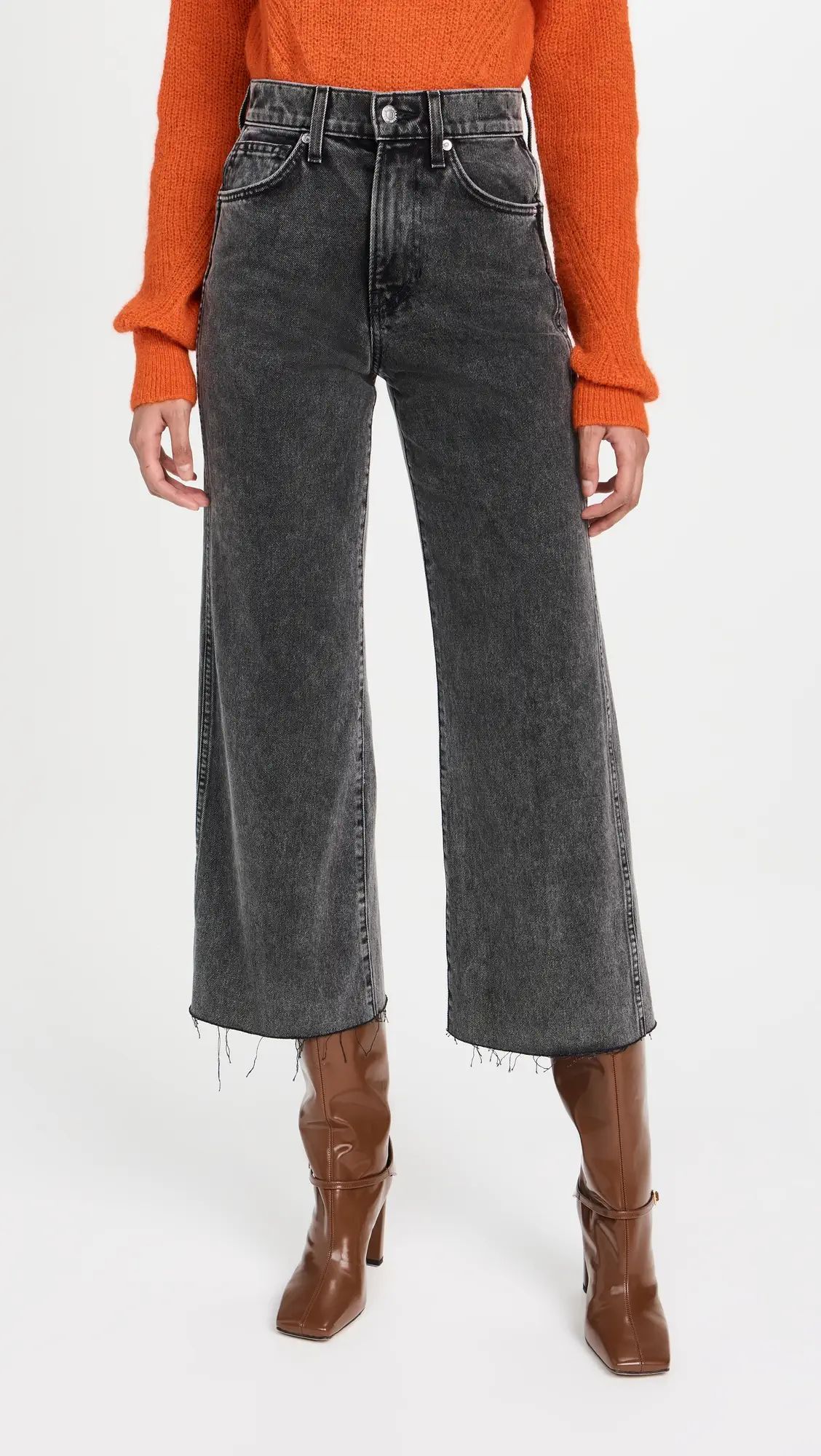 Veronica Beard Jean Taylor Cropped High Rise Wide Leg Jeans | Shopbop | Shopbop
