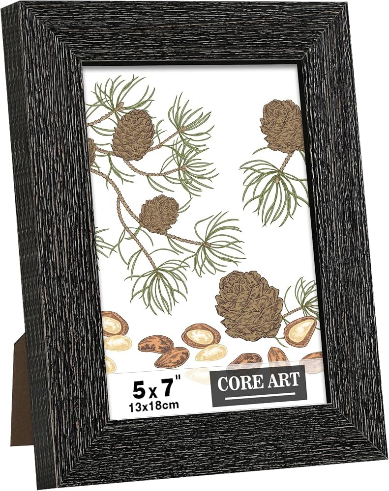 CORE ART 5x7 Picture Frame, Solid Wood Rustic Black | Amazon (US)