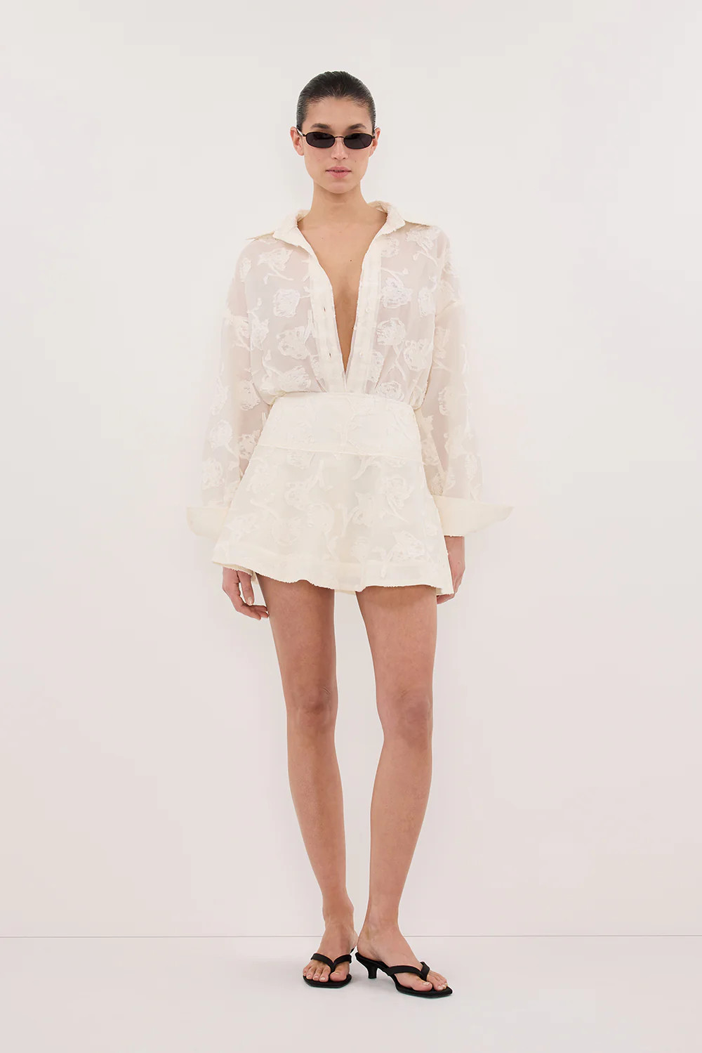 AZALEA OFF WHITE JACQUARD MINI SKIRT | DISSH