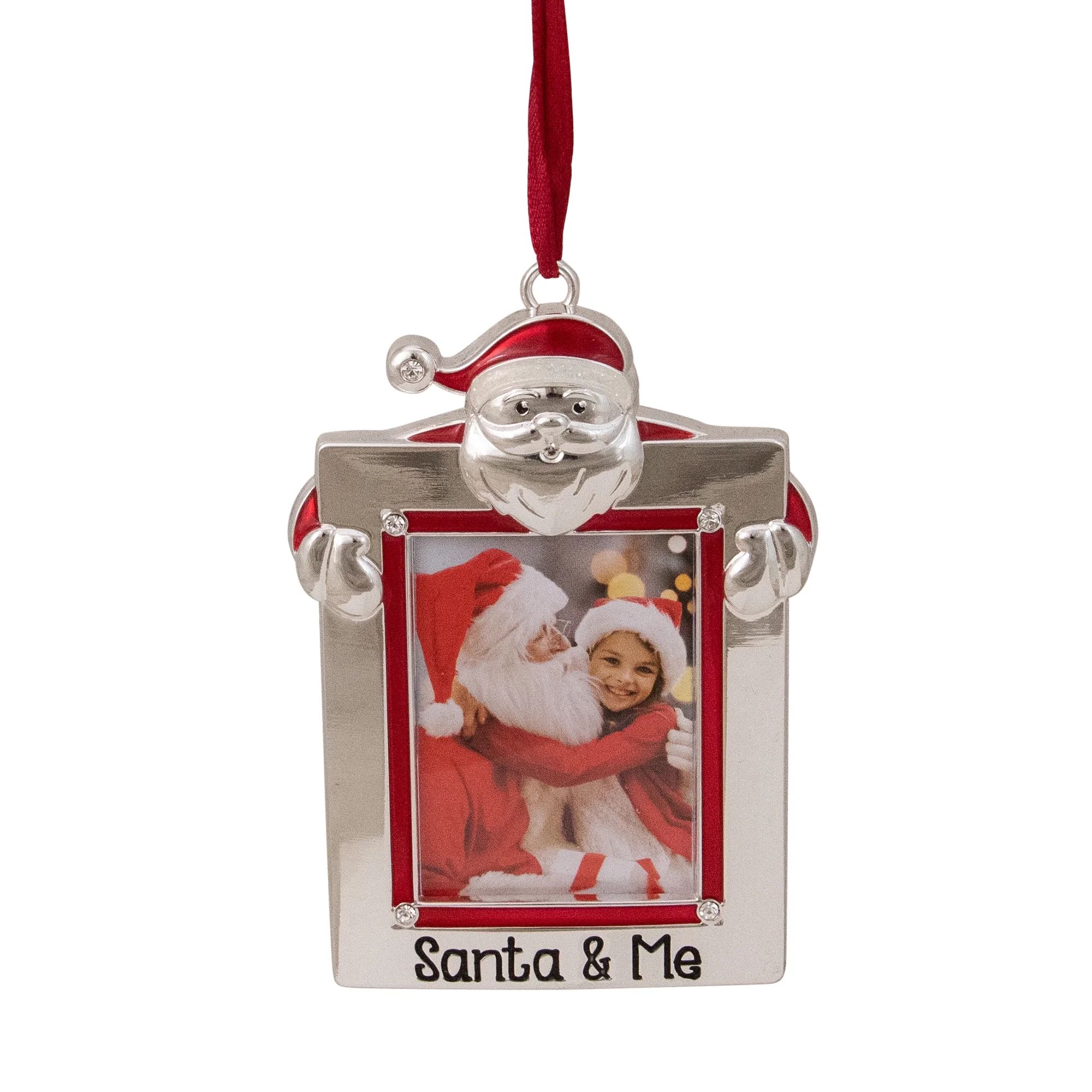 3.5" Santa & Me Silver Plated Photo Frame Christmas Ornament with European Crystals - Walmart.com | Walmart (US)